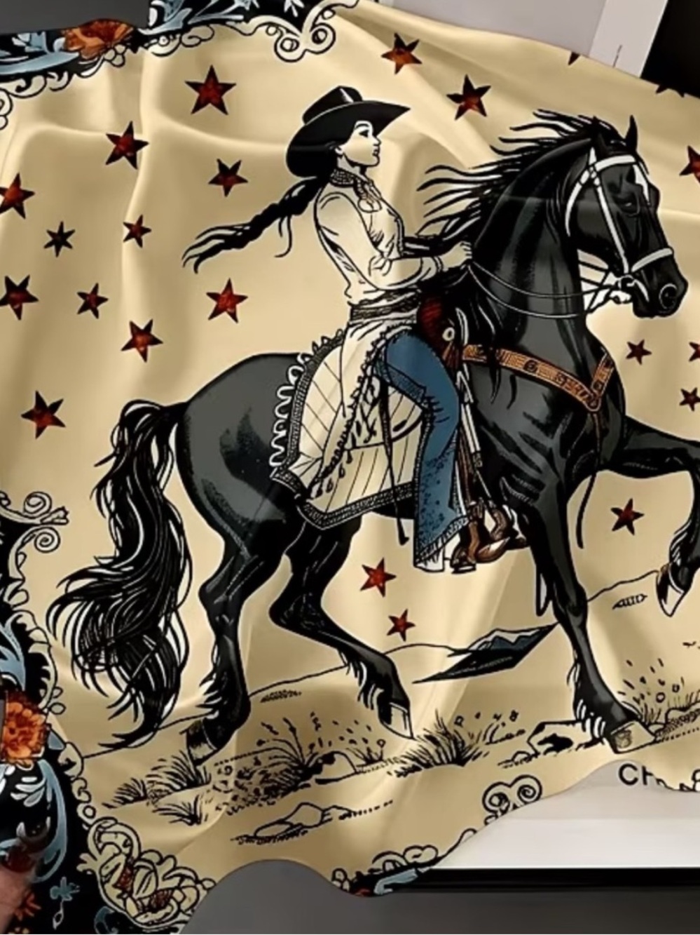 Western Cowgirl Star Square Scarf | Vintage Rodeo Style 27.5”